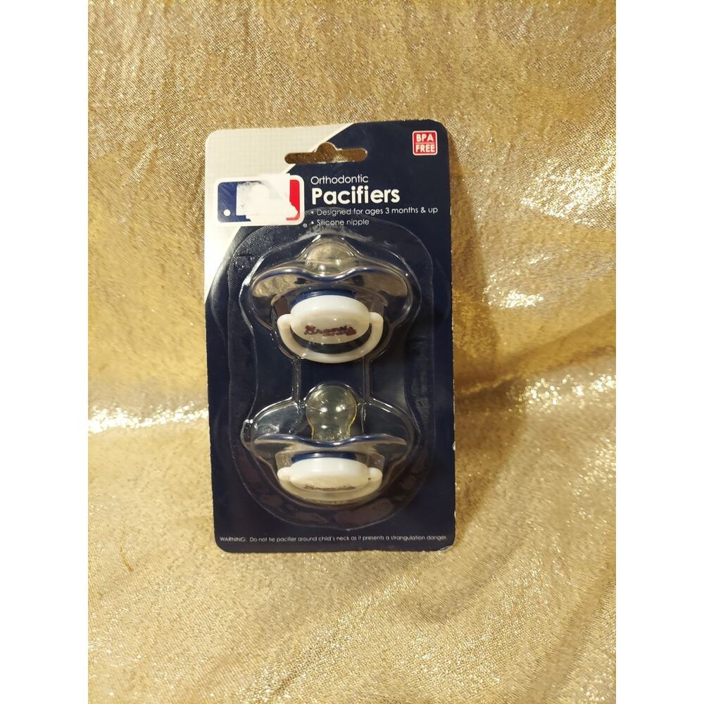 MLB Baby Pacifiers 2 PACK - Atlanta Braves NEW Baseball Infant Accessories